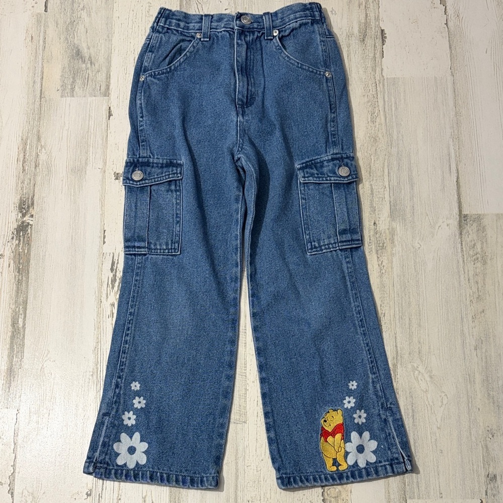 Vintage Kids Jeans with Winnie The Pooh and Floral Design